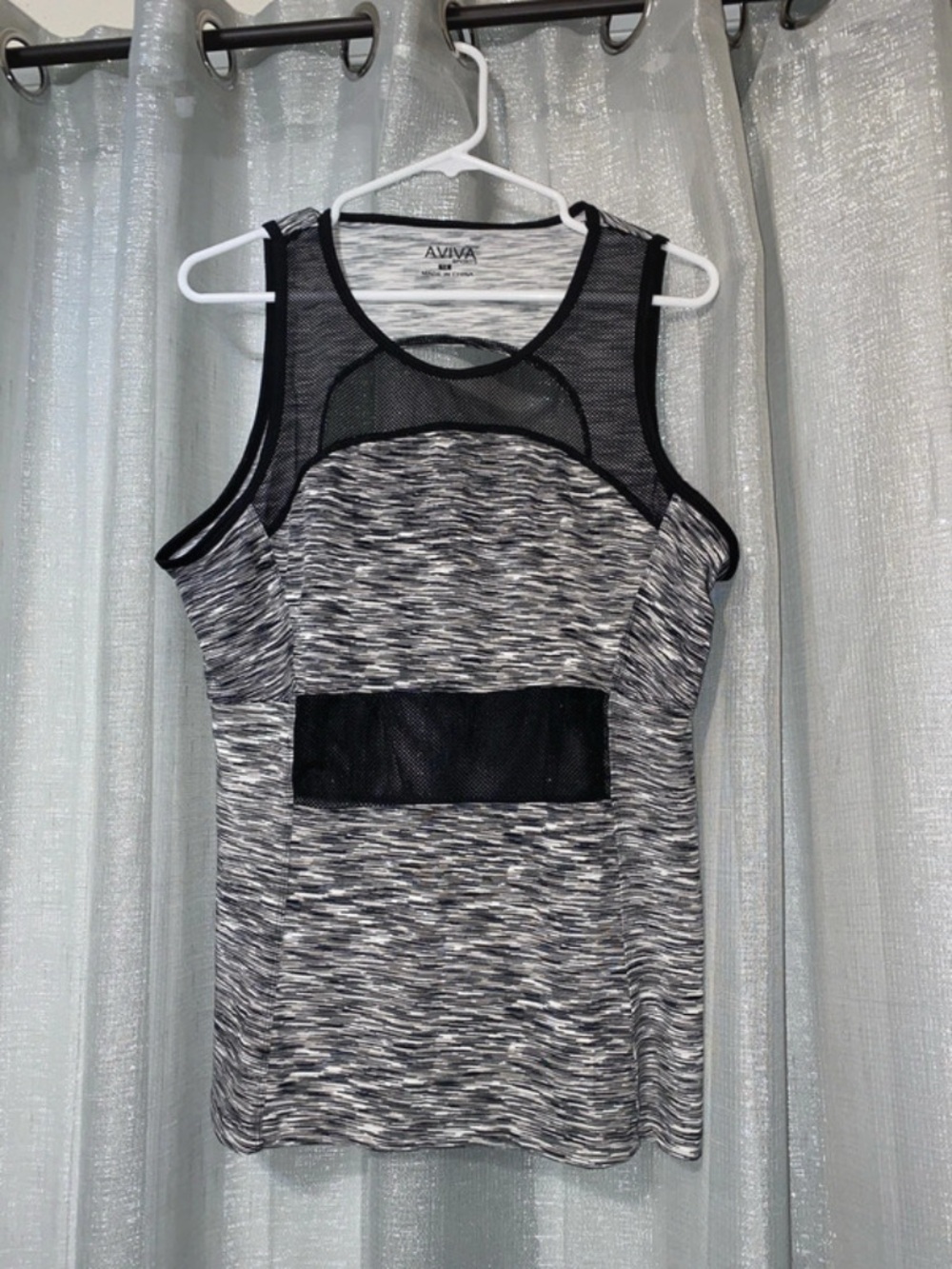 Aviva Women’s Black & Gray Mesh Accent Tank Top